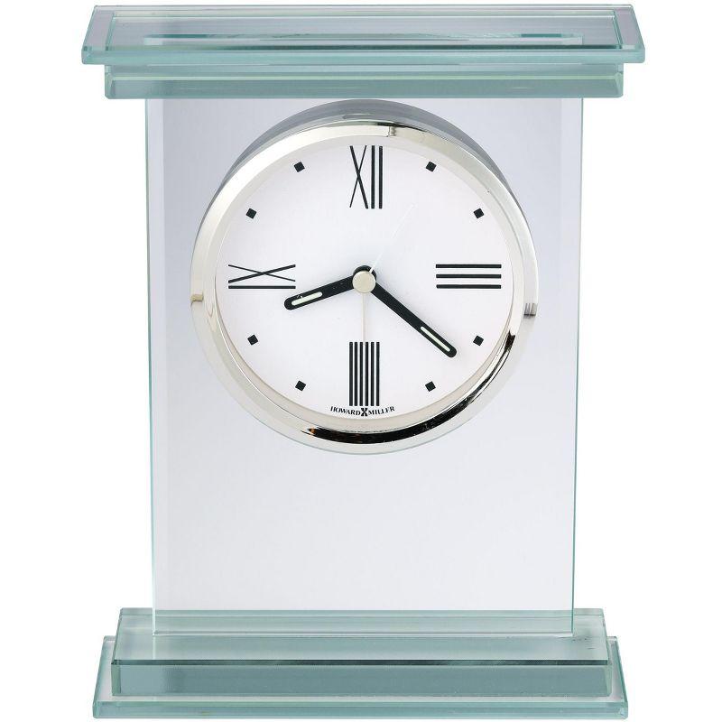 Howard Miller® Hightower Modern & Contemporary Roman Numeral Crystal Quartz Movement / Crystal Tabletop Clock with Alarm in Clear