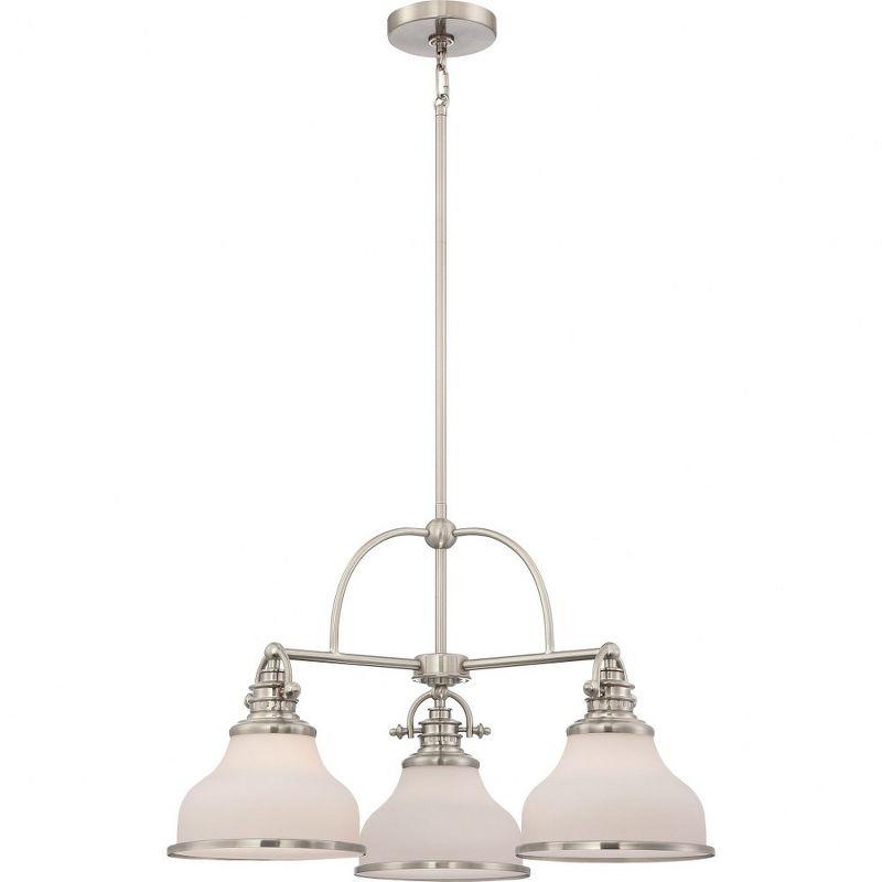 Grant 24-Inch Brushed Nickel 3-Light Chandelier with Opal Etched Glass