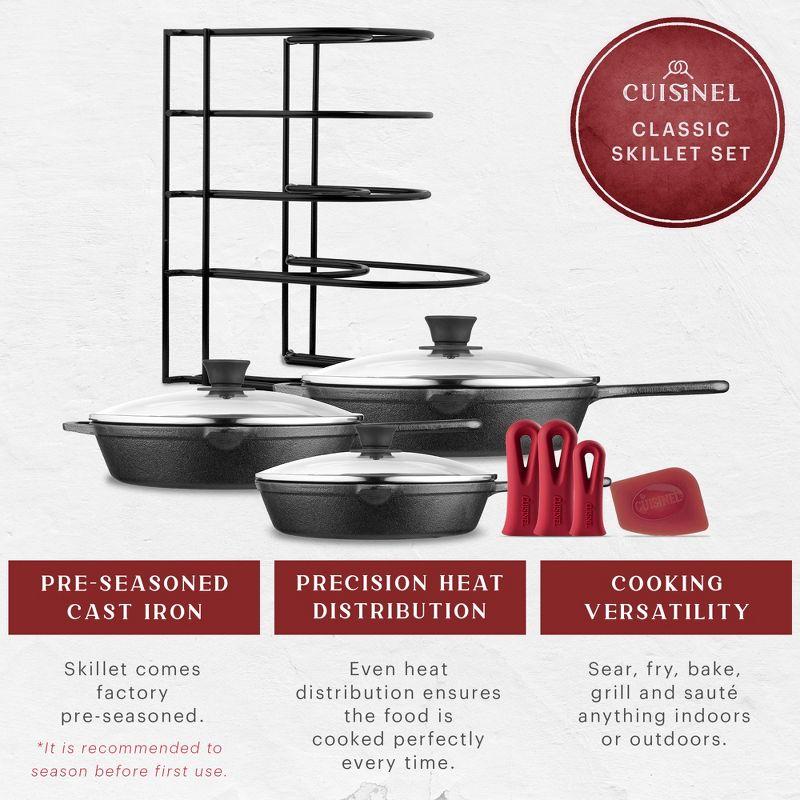 Cuisinel Cast Iron Cookware Set - Complete Pre-Seasoned Kit