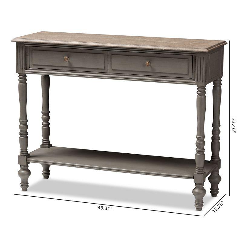 Noemie Country Cottage Farmhouse Finished 2 Drawer Console Table Brown - Baxton Studio: Antique Style, Storage Shelf