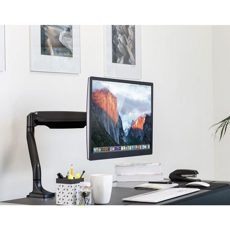 Black Adjustable Aluminum and Steel Single Monitor Desk Mount