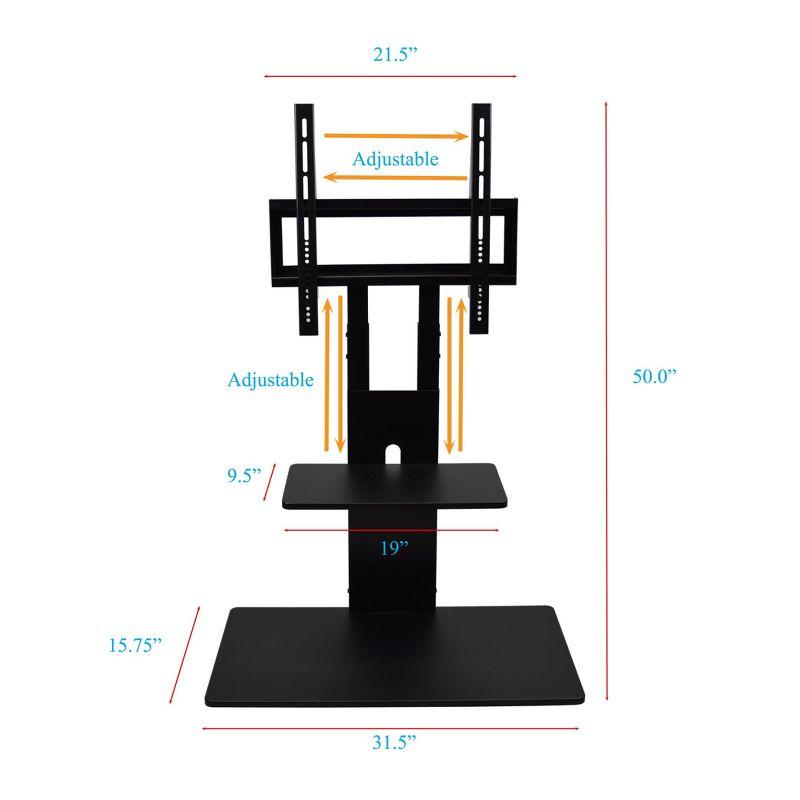 Black Steel TV Stand with Adjustable Mount for 75" TVs