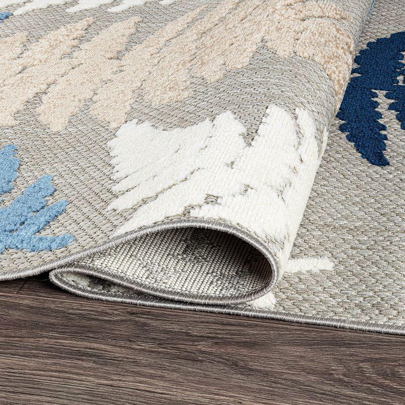 World Rug Gallery Seville Floral Leaves Indoor/Outdoor Area Rug - Blue 7'10" x 10'