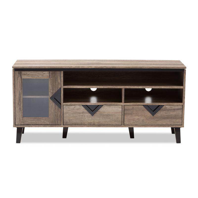 Cardiff Modern and Contemporary Wood TV Stand for TVs up to 55" - Light Brown - Baxton Studio: Entertainment Center with Storage