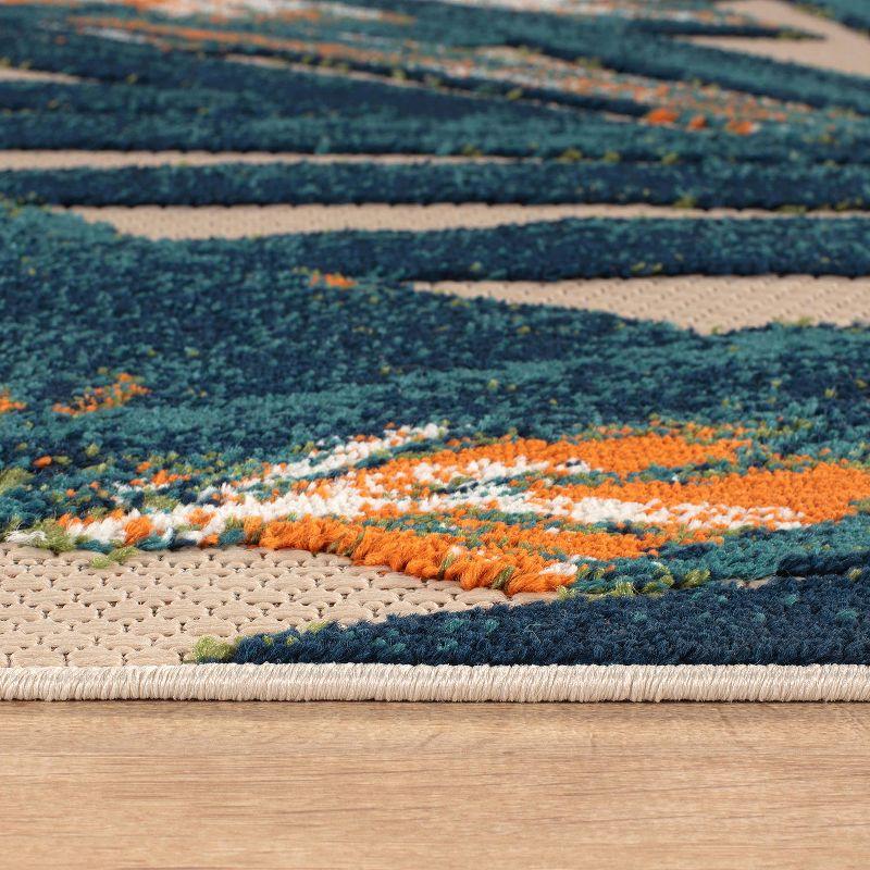 World Rug Gallery Floral Leaves Indoor/Outdoor Area Rug - Multi 5' x 7'