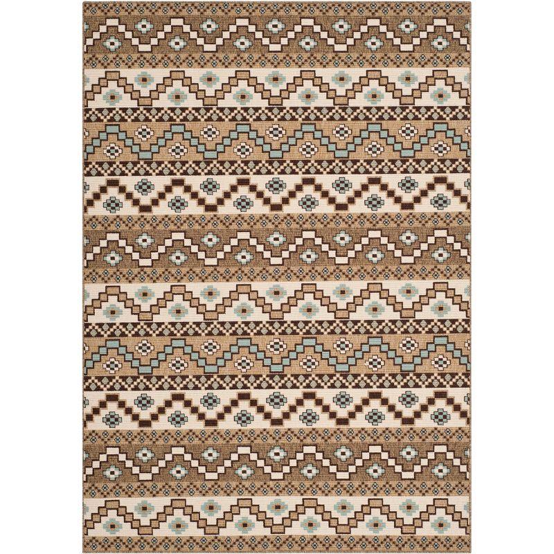Veranda VER095 Power Loomed Indoor/Outdoor Area Rug - Creme/Brown - 4'x5'7" - Safavieh.