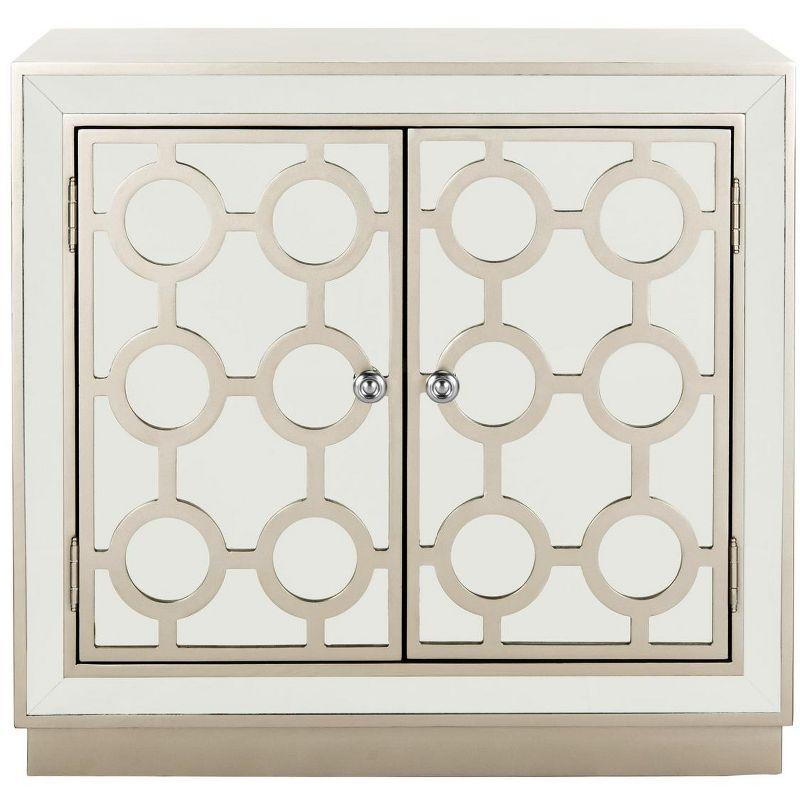 Gray Mirrored Glam Art Deco Accent Cabinet