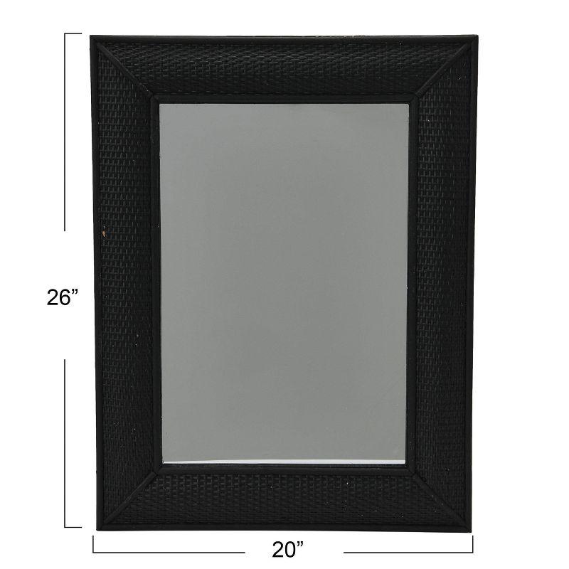 Firwood Rattan Wall Mirror Black - Storied Home: Boho Style, No Assembly, Wall Mount, 24.5"x29.75"