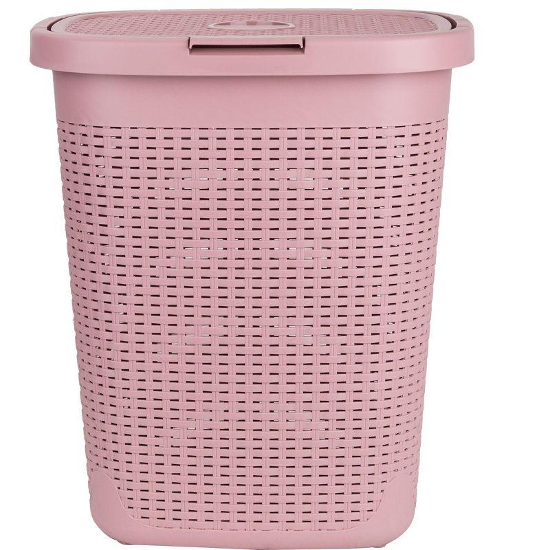 Mind Reader Laundry Basket with Cutout Handles, Washing Bin, Dirty Clothes Storage, Bathroom, Bedroom, Closet, 50 Liter Capacity, Pink