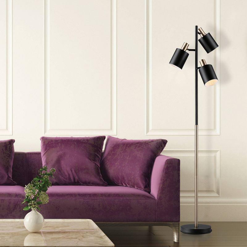 Adjustable 67'' Matte Black 3-Light Track Tree Floor Lamp