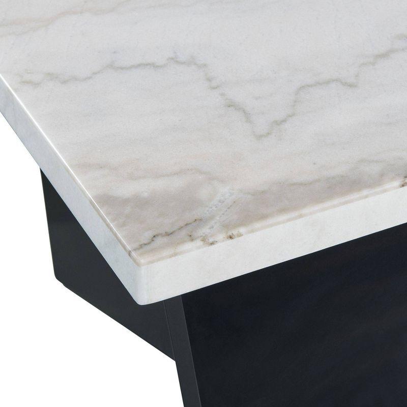 Contemporary Beckley 48" Rectangular White Marble & Wood Coffee Table