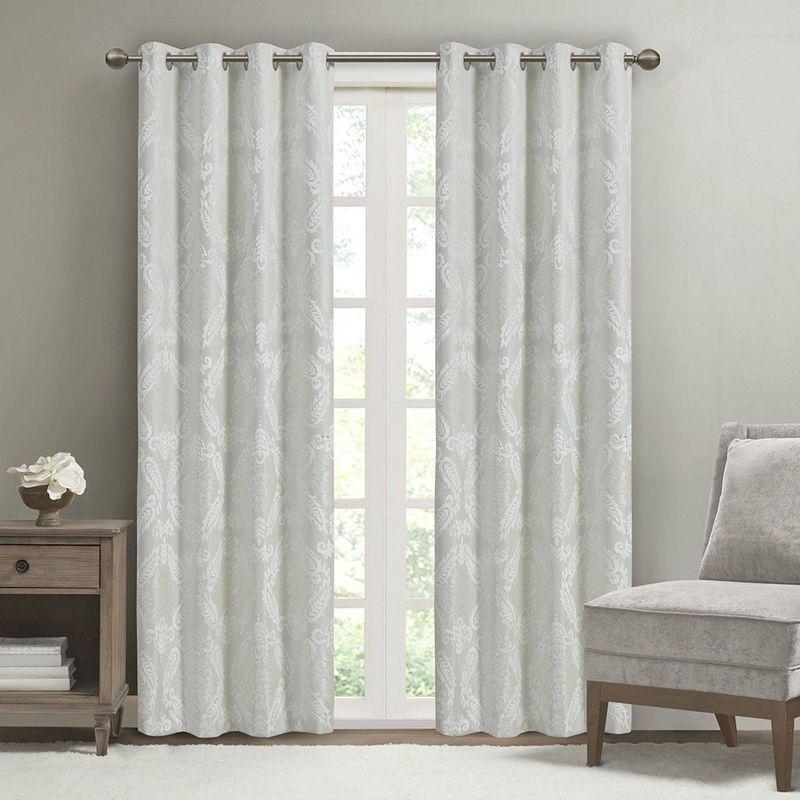 White Polyester Blackout Grommet Curtain Panel