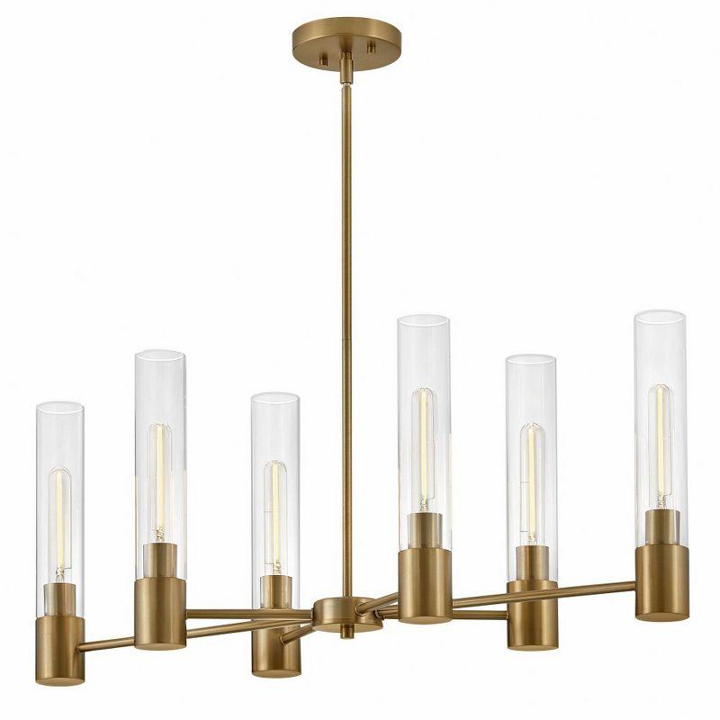 Shea 6-Light Lacquered Brass and Clear Glass Chandelier