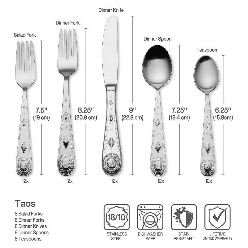 Wallace Taos 45-Piece 18/10 Stainless Steel Flatware Set, Service for 8