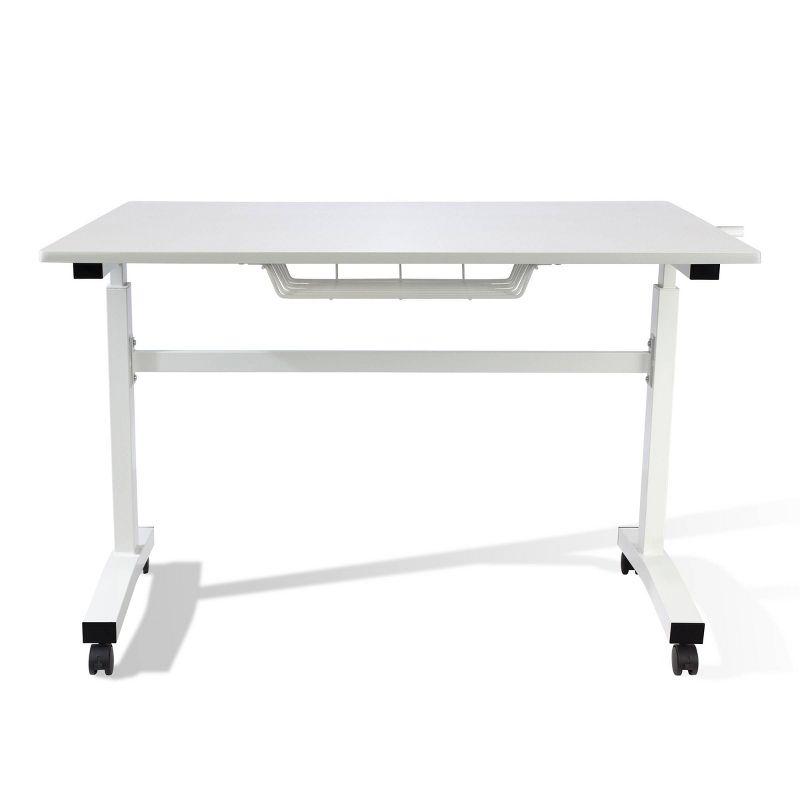 ErgoFlex White Adjustable Height Desk with Smooth Mobility Casters