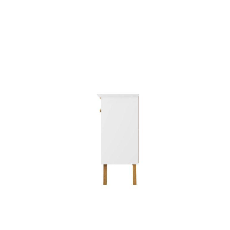 62.99" Yonkers Sideboard White - Manhattan Comfort: Mid-Century Buffet, Storage Console with 4 Doors & Fixed Shelves