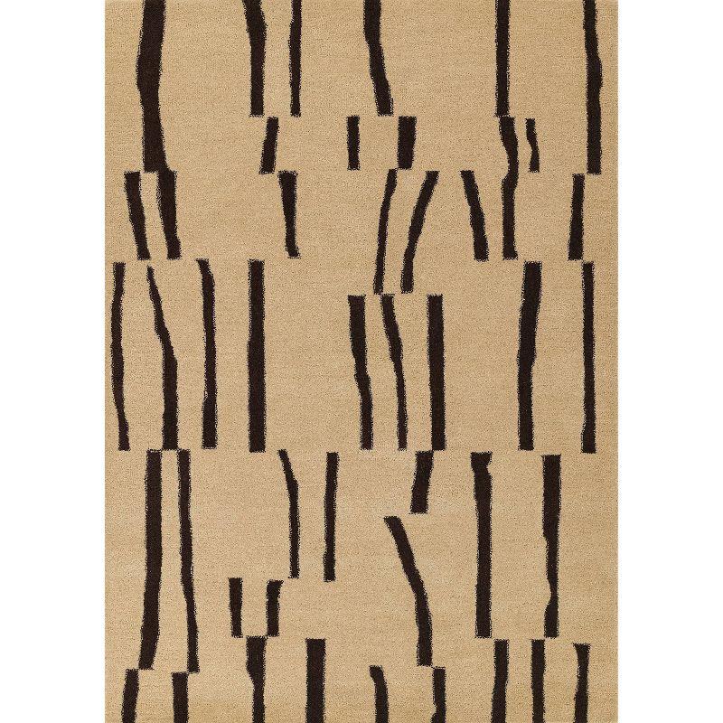 Contemporary Simba Ivory Abstract Wool 5' x 8' Area Rug