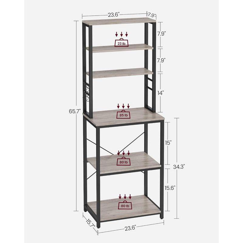 Greige and Black 6-Tier Industrial Kitchen Baker's Rack