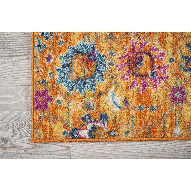 Sunny Yellow Geometric Runner Rug 2'2" x 7'6" with Persian Motifs