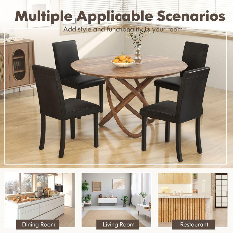 Tangkula Dining Chair Set of 4 w/ Acacia Wood Frame & Rubber Wood Legs Padded Backrest Black