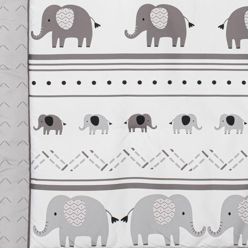 Sweet Jojo Designs Gender Neutral Unisex Baby Crib Bedding Set - Boho Elephant Grey White 3pc