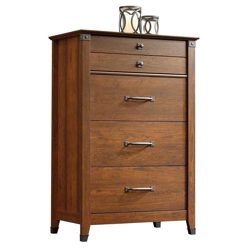 4 Drawer Carson Forge Chest Washington Cherry - Sauder: Space-Saving Vertical Storage, Metal Runners