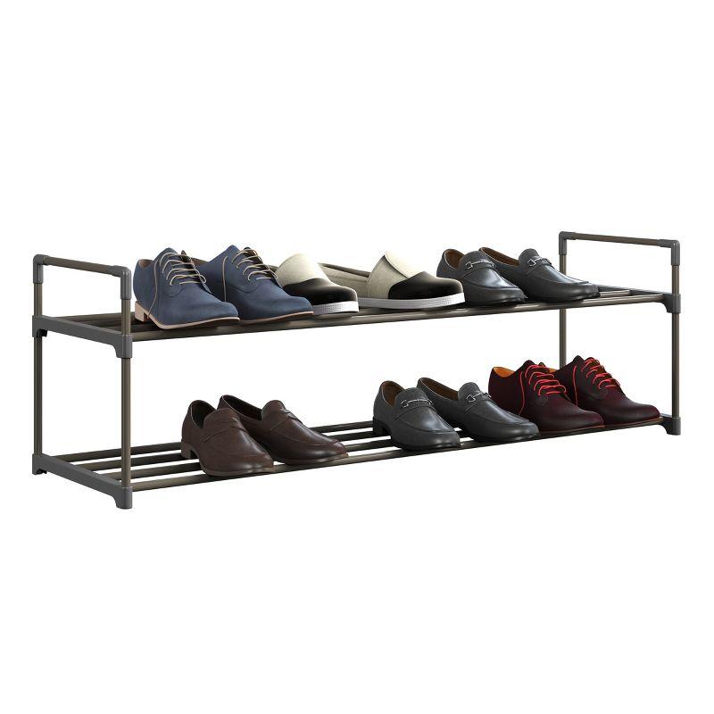 Hastings Home 12-Pair Freestanding 2-Tier Shoe Storage Rack – Black