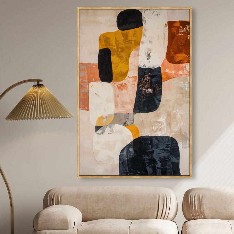 Art Remedy Asphodel Boho Neutral Abstract Wall Art, 36" x 54", Gold Frame