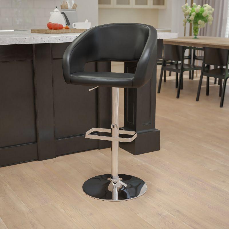 Flash Furniture Contemporary Vinyl Adjustable Height Barstool with Rounded Mid-Back