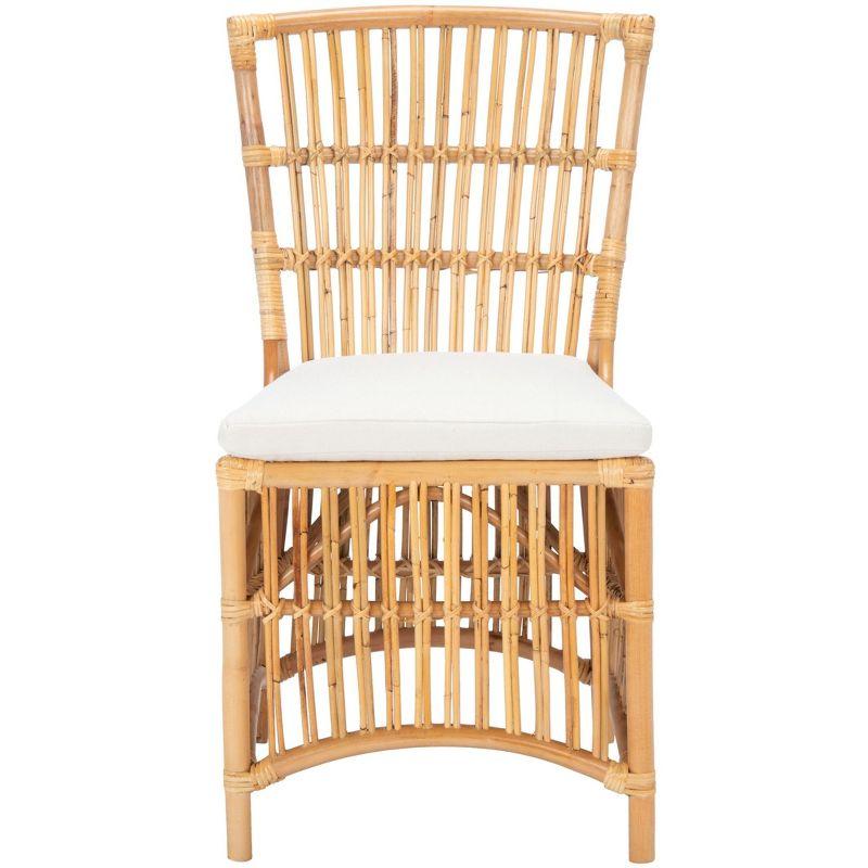 Erika Rattan Accent Chair W/ Cushion - ACH6511 - Set of 2 - White/Natural - Safavieh