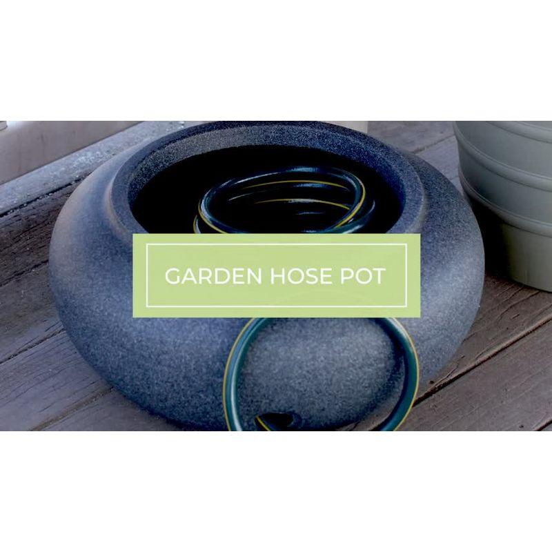 Granite Gray Ceramic Outdoor Garden Hose Storage Pot Set