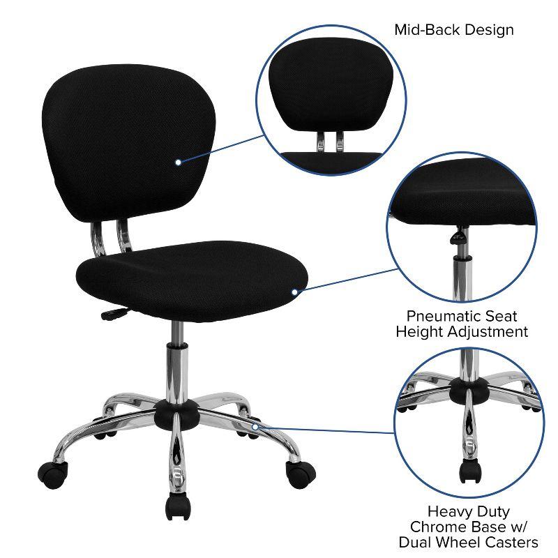 Emma and Oliver Mid-Back Black Mesh Swivel Task Office Chair with Chrome Base