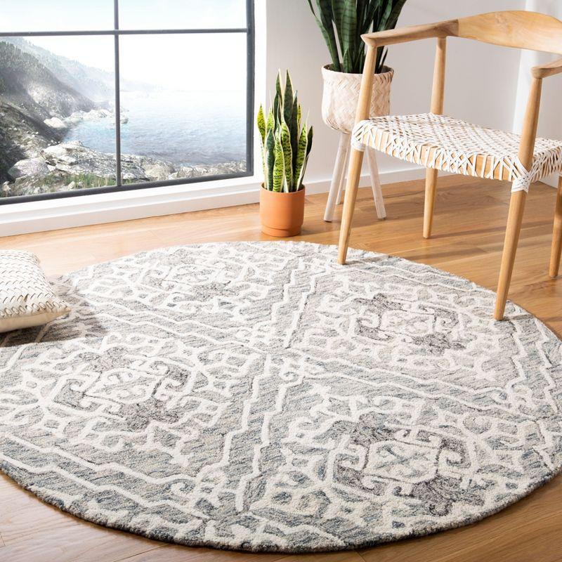 Handmade Gray Wool Tufted Round Area Rug, 5 ft.