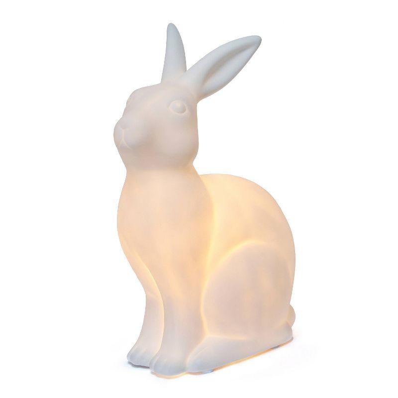 Simple Designs Porcelain Bunny Rabbit Shaped Animal Light Table Lamp White: Ceramic Desk Task Lamp, ETL Listed, Modern Decor