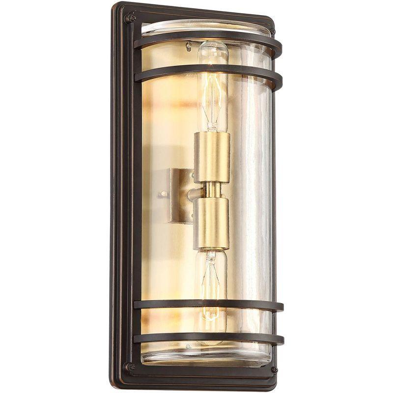 John Timberland Habitat Modern Outdoor Wall Light Fixture Bronze Warm Brass 16" Clear Glass for Post Exterior Barn Deck House Porch Yard Patio Home