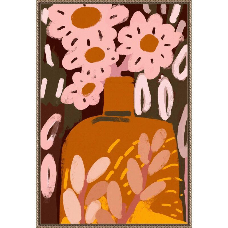 23"x33" Pastel Flower Impression No by Treechild Framed Canvas Wall Art Print Bronze - Amanti Art