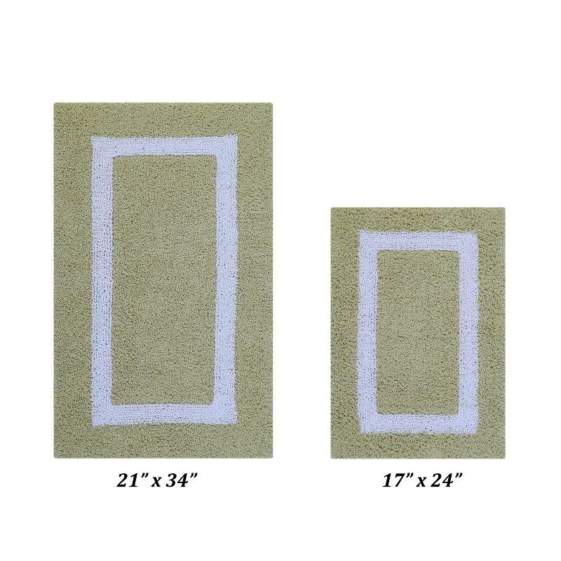 Better Trends Hotel Multi 100% Cotton Tufted Two Tone Reversible Bath Rug Set 2 PC (17" x 24" | 21" x 34") - Sage/White