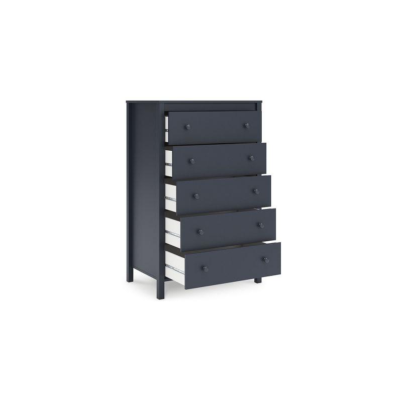 Signature Design by Ashley Simmenfort 5 Drawer Tall Dresser, Navy Blue