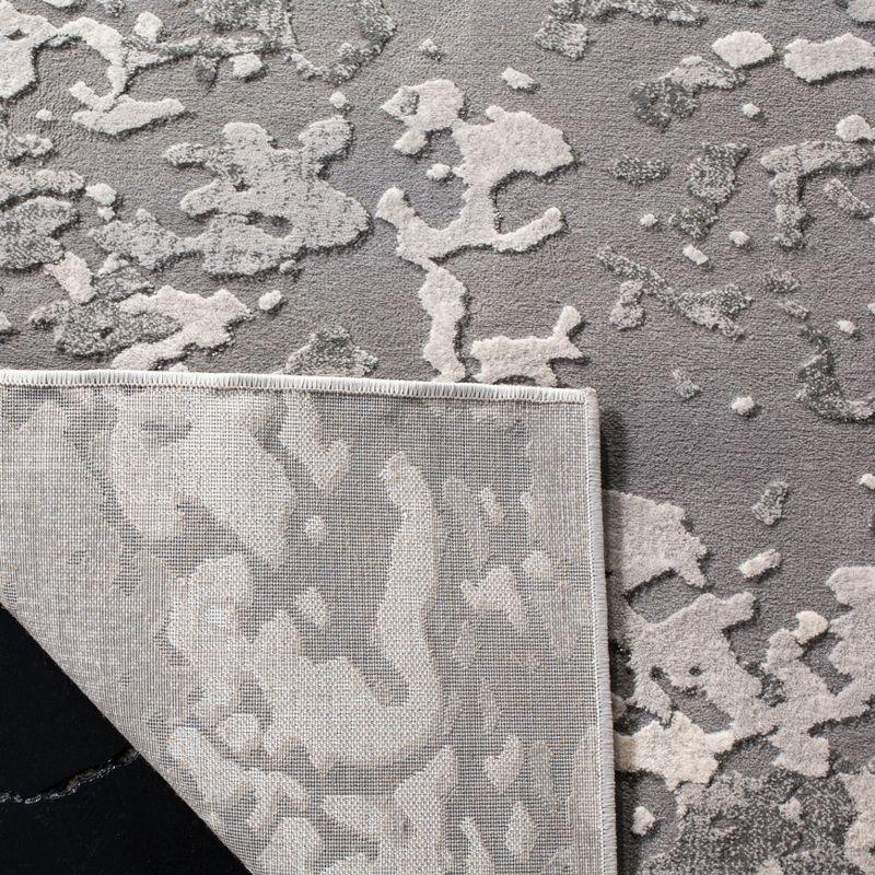 Abstract Elegance 6'7" Square Grey Synthetic Area Rug