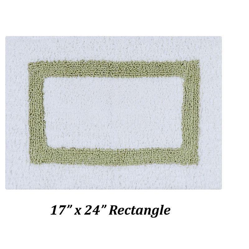 Better Trends Hotel 100% Cotton Tufted Two Tone Reversible Bath Rug Set 2 PC (17" x 24" | 24" x 40") - White/Sage