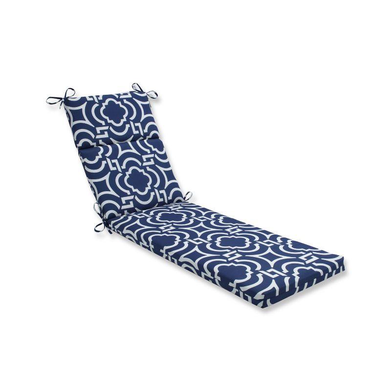 Navy and White Polyester Outdoor Chaise Lounge Cushion