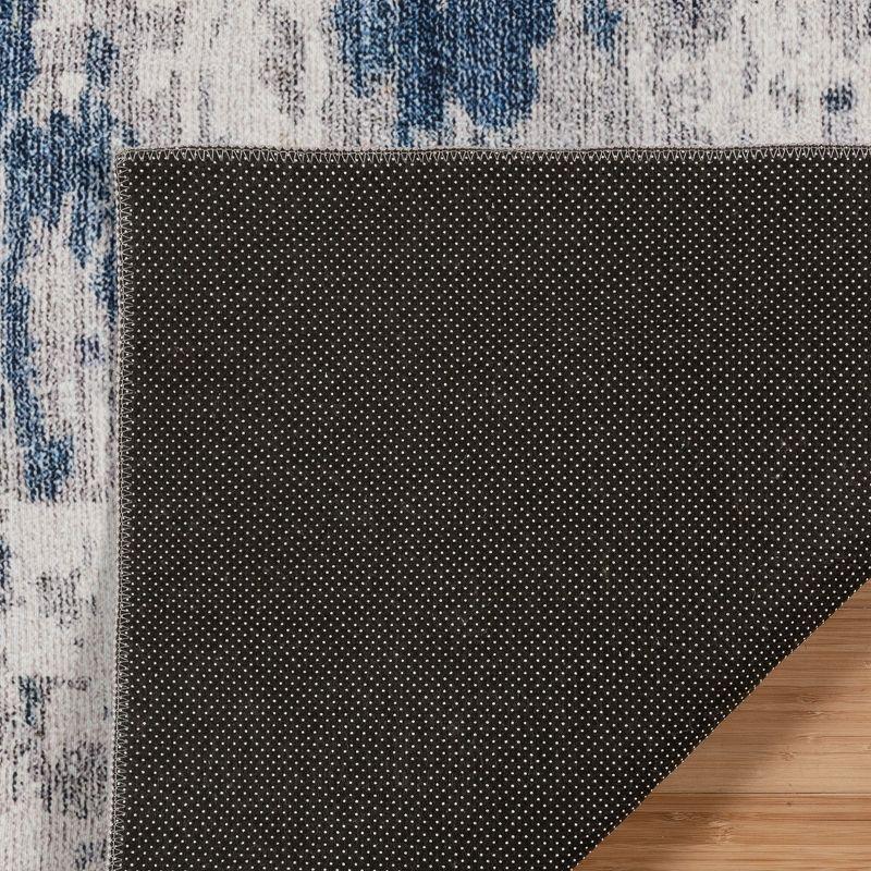 Gertmenian Gertmenian Crystal Print Cenis Blue Ivory Cream Washable Flat Pile Modern Abstract Indoor Area Rug