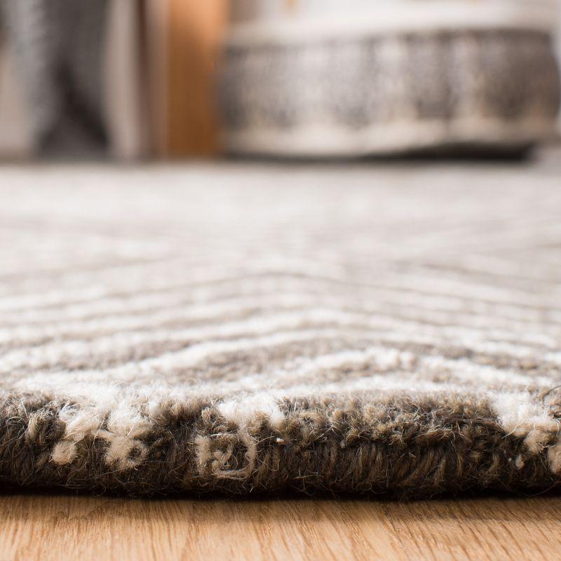 Ivory and Dark Grey Hand-Tufted Wool Geometric Rug