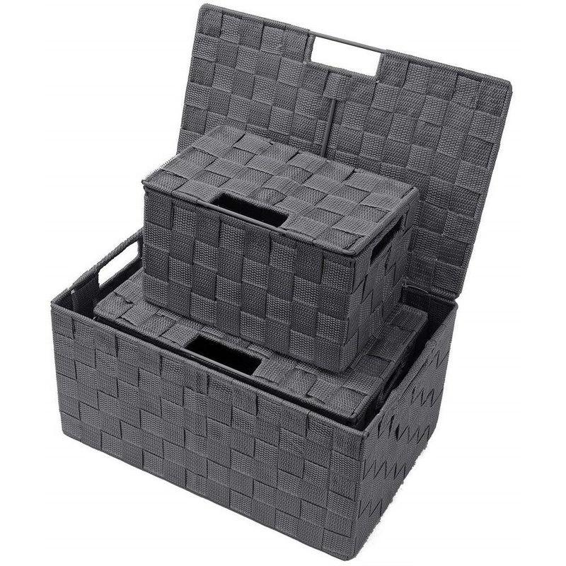 Weave Stackable Fabric 3 Piece Basket Set