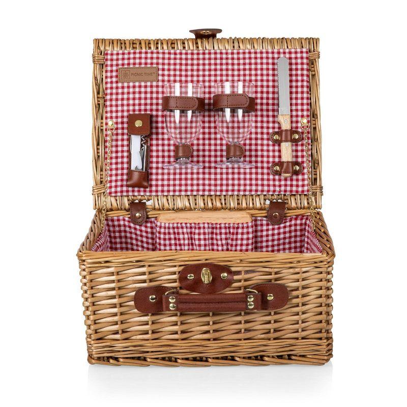 Picnic Time Classic Wine & Cheese Wicker Picnic Basket - Romantic Wine Picnic