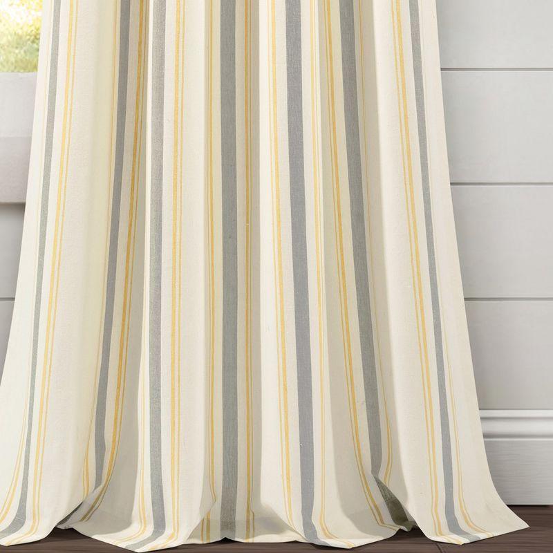 95" Yellow and Gray Cotton Blend Light-Filtering Rod Pocket Curtain Panels