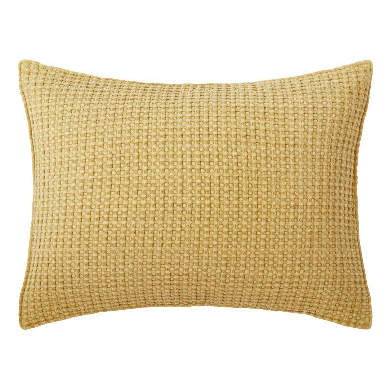 Ochre Waffle Weave Reversible Microfiber Quilt Set