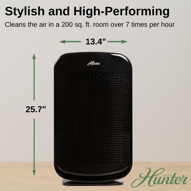 Hunter HP700 Medium Console Air Purifier for Large Rooms Features Pre-Filter, True HEPA Filter, Multiple Fan Speeds, Soft Touch Digital Control Panel