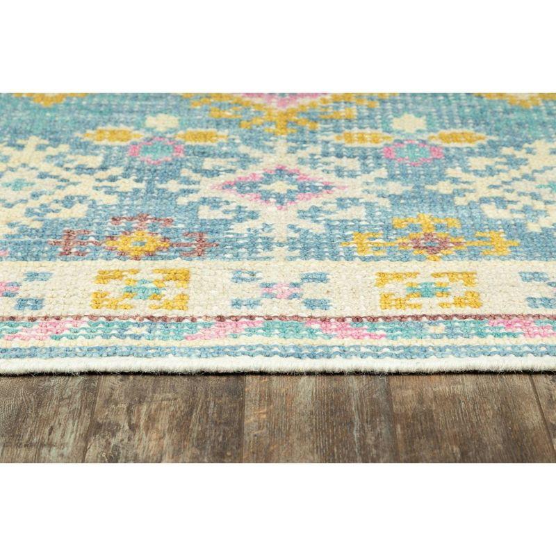 2'x3' Ophelia Accent Rug Ivory/Aqua Green - Momeni: Handmade Wool & Cotton, Bohemian Geometric, Medium Pile Rug