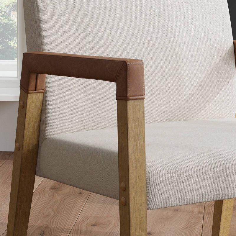 Hudson White Faux Leather and Wood Accent Chair